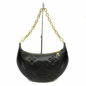 LOUIS VUITTON Over the Moon Shoulder Bag Crescent Chain Calf Black Gold Tone